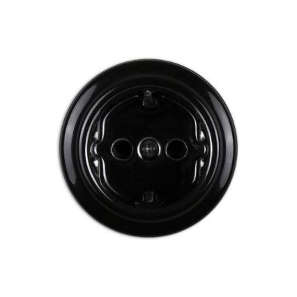 Elhard - Retro Ceramic SCHUKO 230V Wall Socket, Black