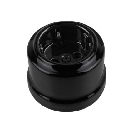 Elhard - Retro Ceramic SCHUKO 230V Wall Socket, Black