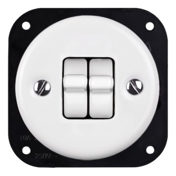 Elhard - Retro ceramic series toggle switch, frameless, No. 5, white
