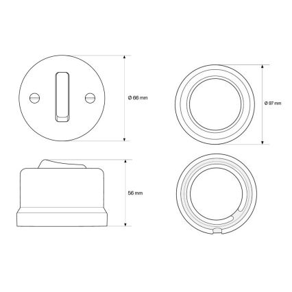 Elhard - Retro Ceramic Single-Gang Wall Switch with Frame No. 1, White