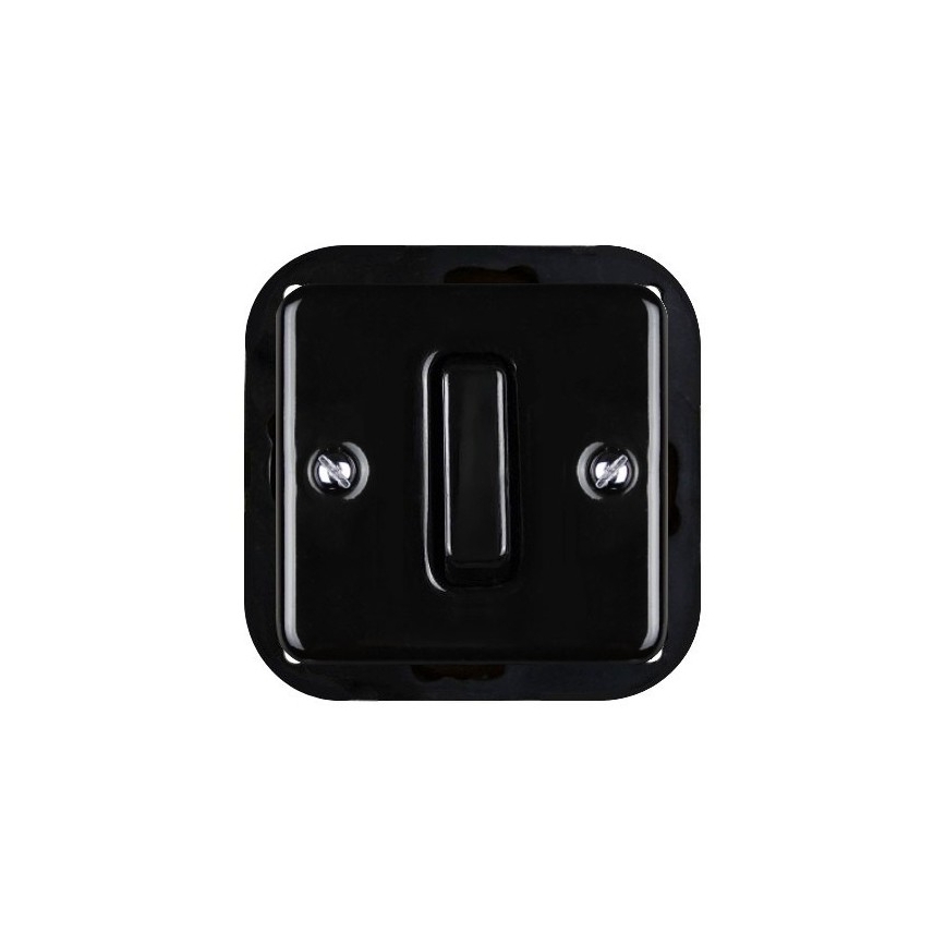 Elhard - Retro Ceramic Staircase Switch with Frame No. 6, Black