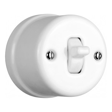 Elhard - Retro Ceramic Staircase Toggle Switch with Lever No. 6, White