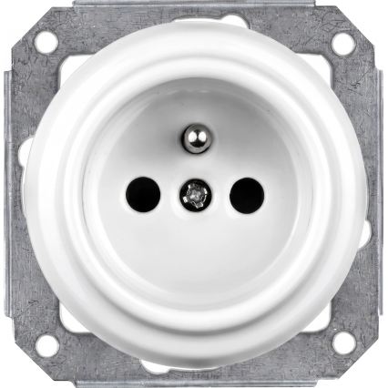 Elhard - Retro ceramic switch No. 1 and 230V socket with frame, white/dark wood