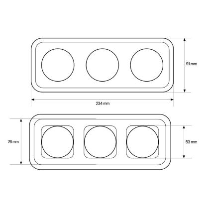 Elhard - Retro Ceramic Triple Frame, Black