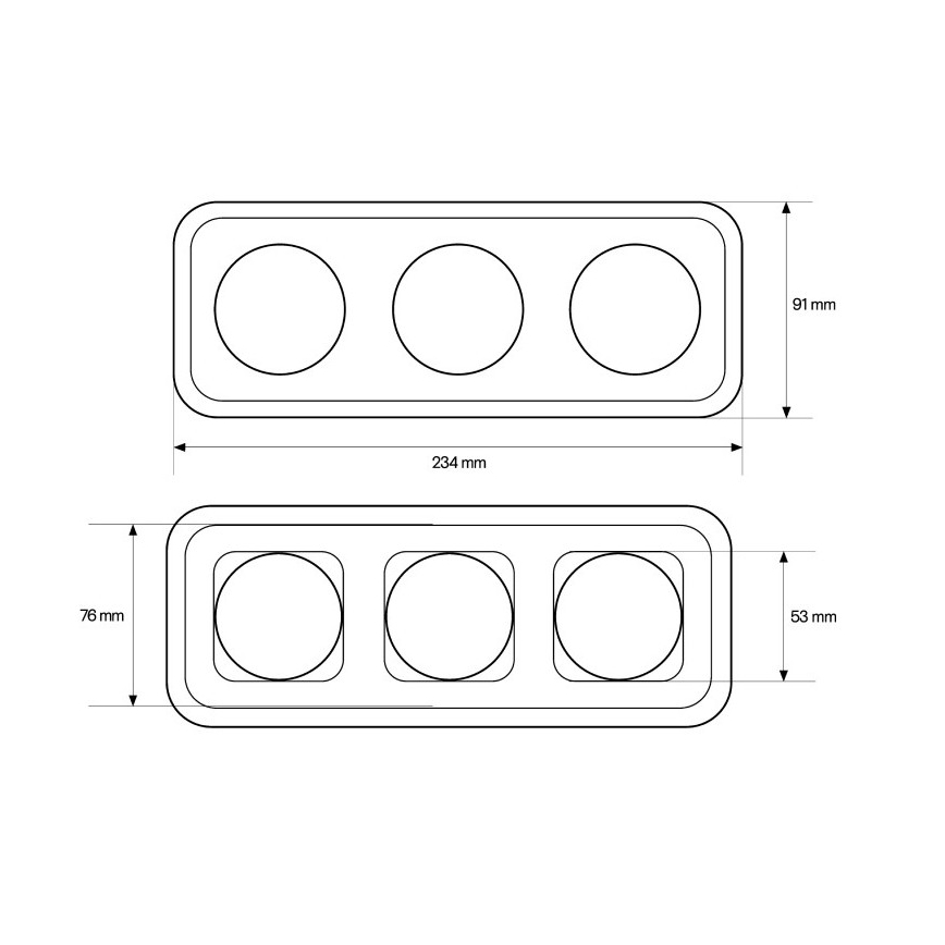 Elhard - Retro Ceramic Triple Frame, Black