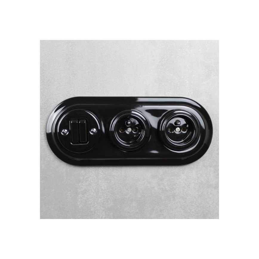 Elhard - Retro Ceramic Triple Frame, Black