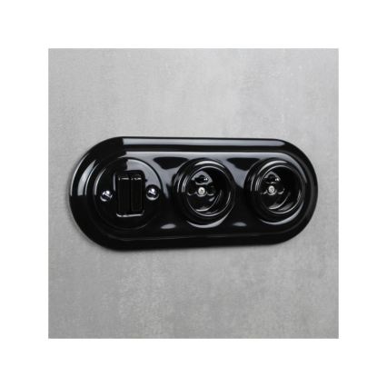 Elhard - Retro Ceramic Triple Frame, Black