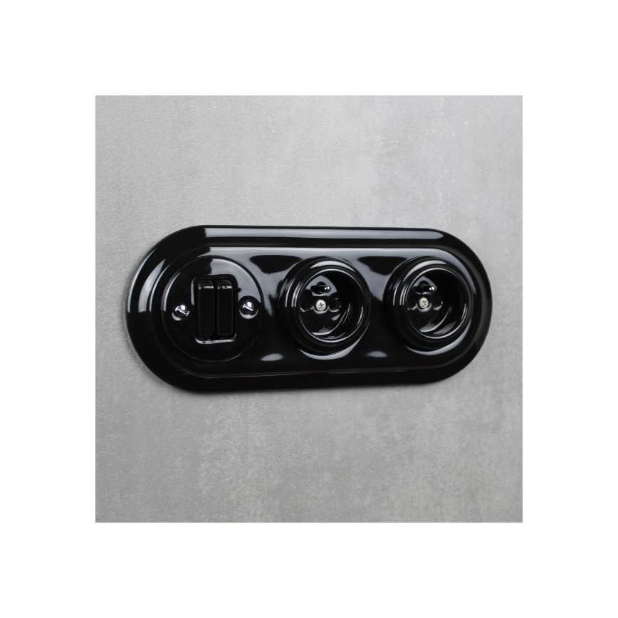 Elhard - Retro Ceramic Triple Frame, Black