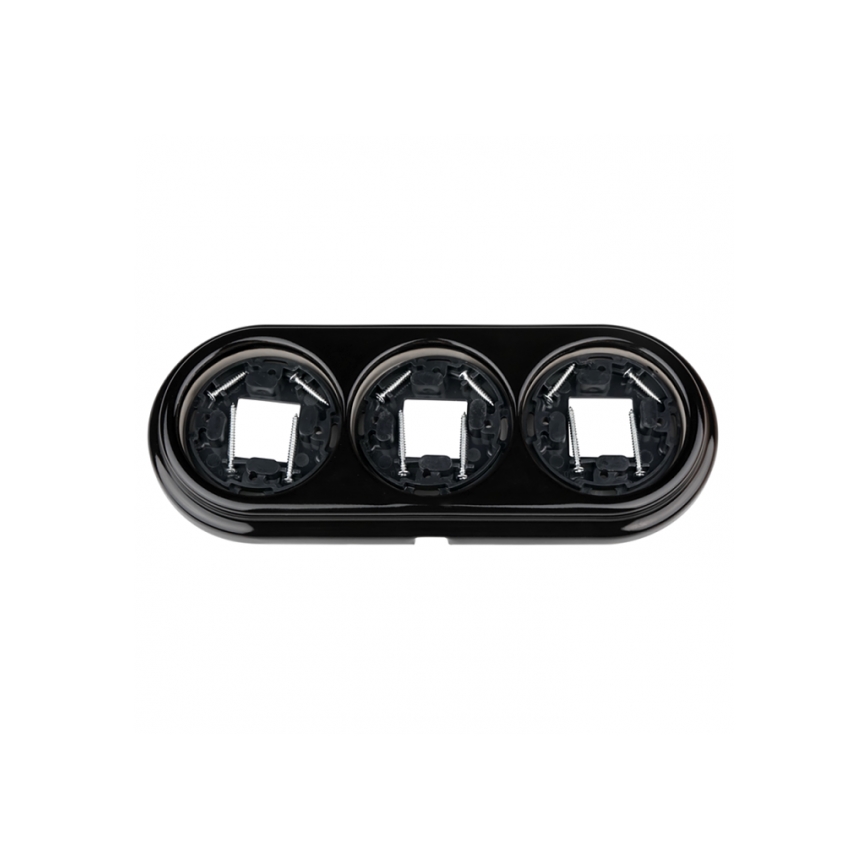 Elhard - Retro Ceramic Triple Photo Frame, Black