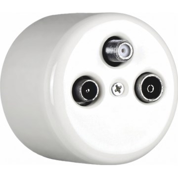 Elhard - Retro Ceramic TV/FM/SAT Antenna Socket, White