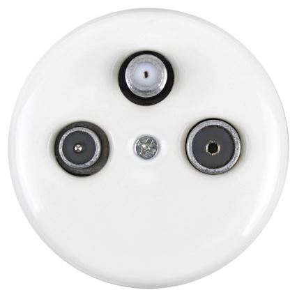 Elhard - Retro Ceramic TV/FM/SAT Antenna Socket, White