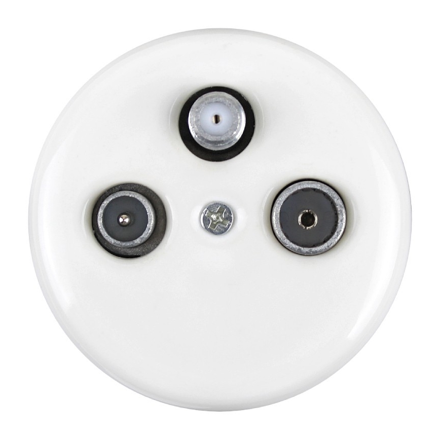 Elhard - Retro Ceramic TV/FM/SAT Antenna Socket, White