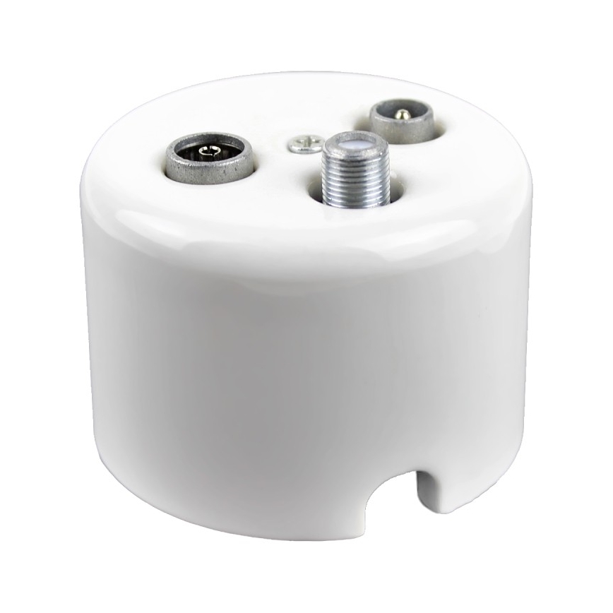 Elhard - Retro Ceramic TV/FM/SAT Antenna Socket, White