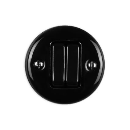 Elhard - Retro Ceramic Two-Gang Staircase Switch No. 6+6, Black