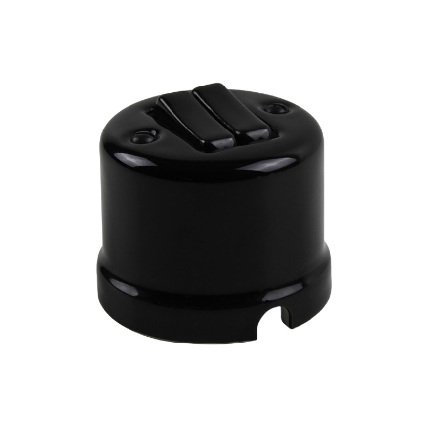 Elhard - Retro Ceramic Two-Gang Staircase Switch No. 6+6, Black