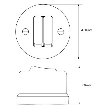 Elhard - Retro Ceramic Two-Gang Staircase Switch No. 6+6, Black