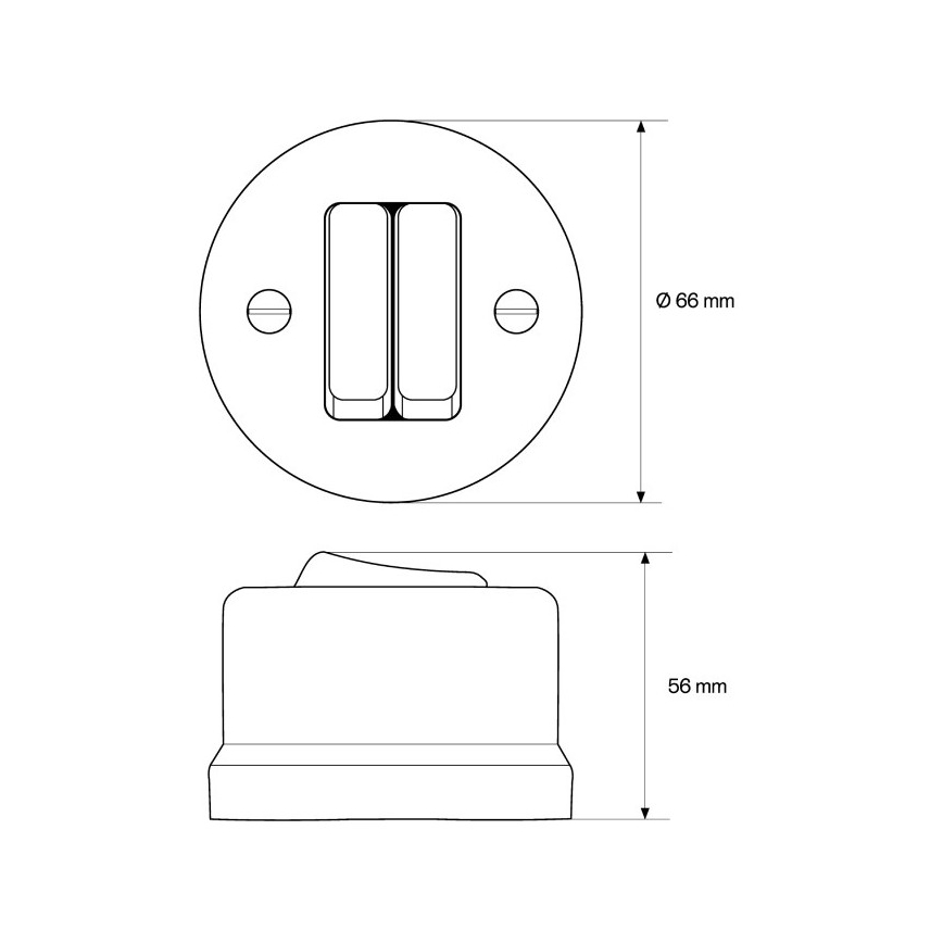 Elhard - Retro Ceramic Two-Gang Staircase Switch No. 6+6, Black