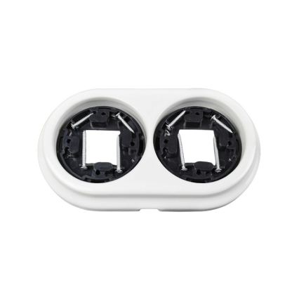Elhard - Ceramic Retro Wall Single-Pole Switch No. 1 and 230V Socket with Frame, White