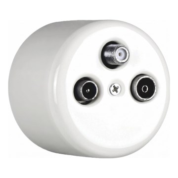 Elhard - Retro Ceramic Wall-Mounted Antenna Outlet (TV + Radio + SAT), White