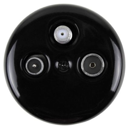 Elhard - Retro ceramic wall-mounted antenna socket TV+Radio+SAT, black