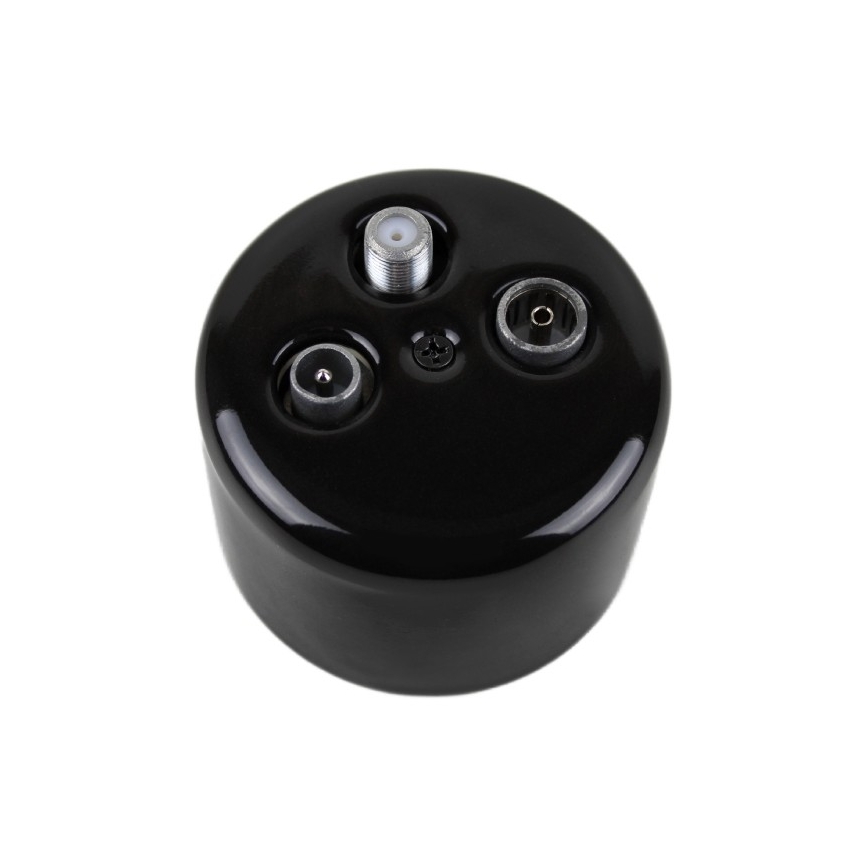 Elhard - Retro ceramic wall-mounted antenna socket TV+Radio+SAT, black