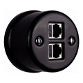 Elhard - Retro Ceramic Wall-Mounted Data Outlet, 2x RJ45, Black