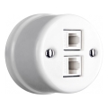 Elhard - Retro ceramic wall-mounted network outlet 2xRJ45, white