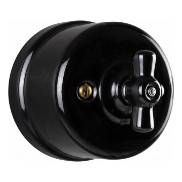 Elhard - Retro Ceramic Wall-Mounted Rotary Staircase Switch No. 6, Black