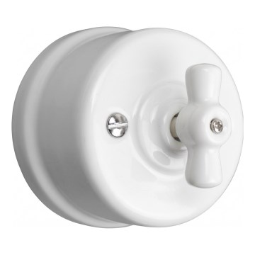 Elhard - Retro ceramic wall-mounted rotary switch, series No. 5, white