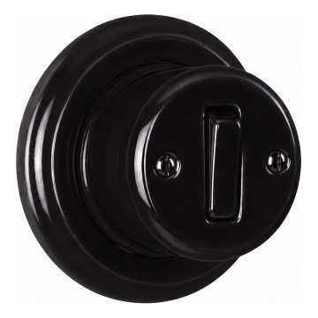 Elhard - Retro Ceramic Wall Single Switch with Frame No. 1, Black