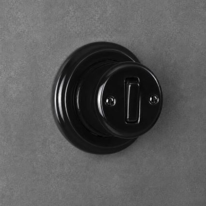 Elhard - Retro Ceramic Wall Single Switch with Frame No. 1, Black