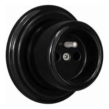 Elhard - Retro Ceramic Wall Socket with Frame 230V Black