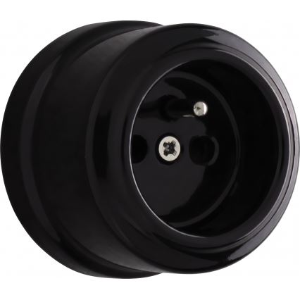 Elhard - Retro Ceramic Wall Socket with Frame 230V Black