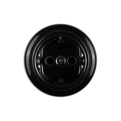 Elhard - Retro Ceramic Wall Socket with Frame 230V Black