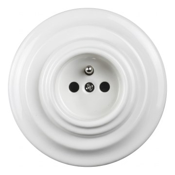Elhard - Retro ceramic wall socket with frame 230V white