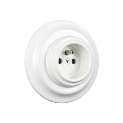 Elhard - Retro ceramic wall socket with frame 230V white