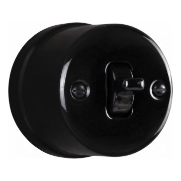 Elhard - Retro ceramic wall staircase switch with lever No. 6, black
