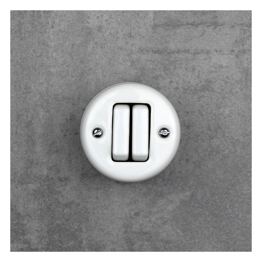 Elhard - Retro Ceramic Wall Switch, Series No. 5, White