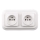 Elhard - Retro double ceramic wall socket with frame, 230 V, white