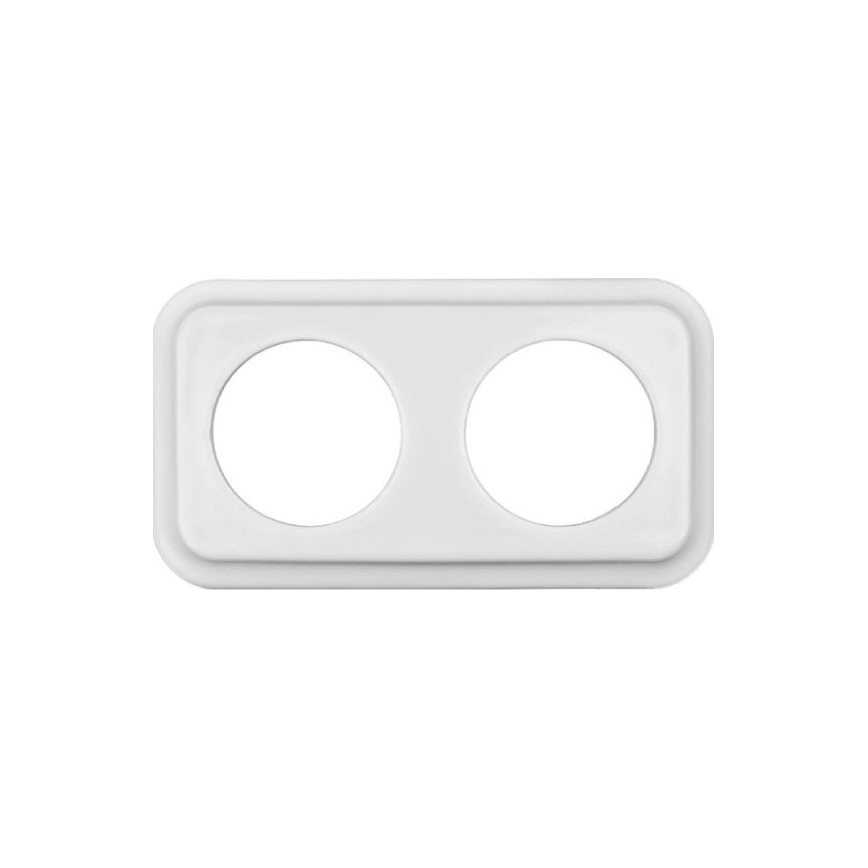 Elhard - Retro double ceramic wall socket with frame, 230 V, white