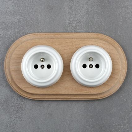 Elhard - Retro Double Picture Frame, Light Wood