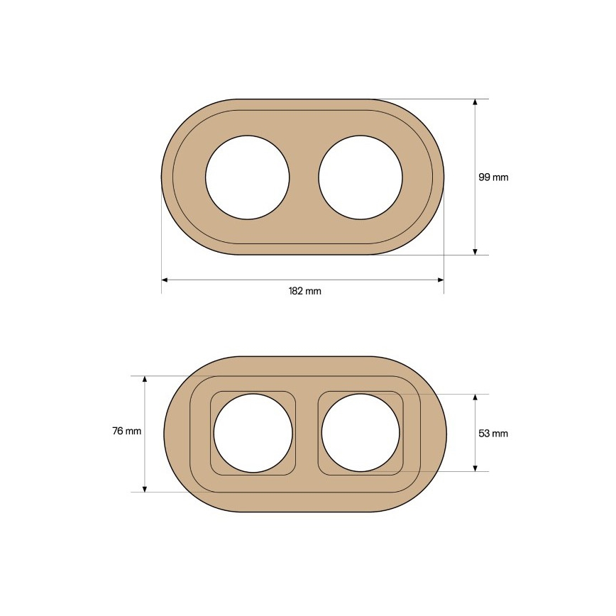 Elhard - Retro Double Picture Frame, Light Wood