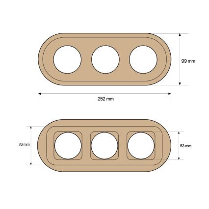 Elhard - Retro Triple Wooden Frame, Light Wood