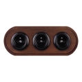 Elhard - Triple ceramic retro domestic wall socket with frame, 230V, black/dark wood
