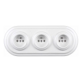 Elhard - Triple ceramic retro household socket with frame, 230V, white