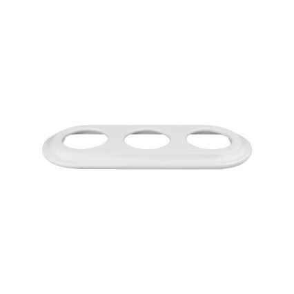 Elhard - Triple ceramic retro household socket with frame, 230V, white