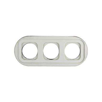 Elhard - Triple ceramic retro household socket with frame, 230V, white