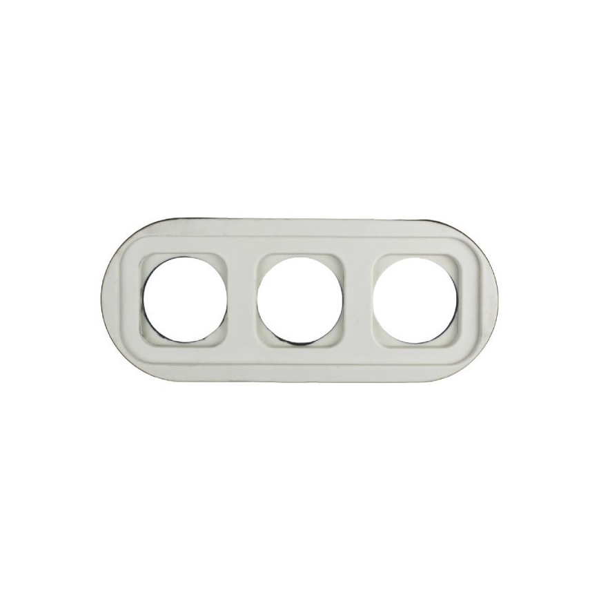 Elhard - Triple ceramic retro household socket with frame, 230V, white