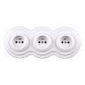 Elhard - Triple ceramic retro household socket with frame 230V white