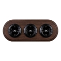 Elhard - Triple ceramic retro household socket with frame SCHUKO 230V black/dark wood
